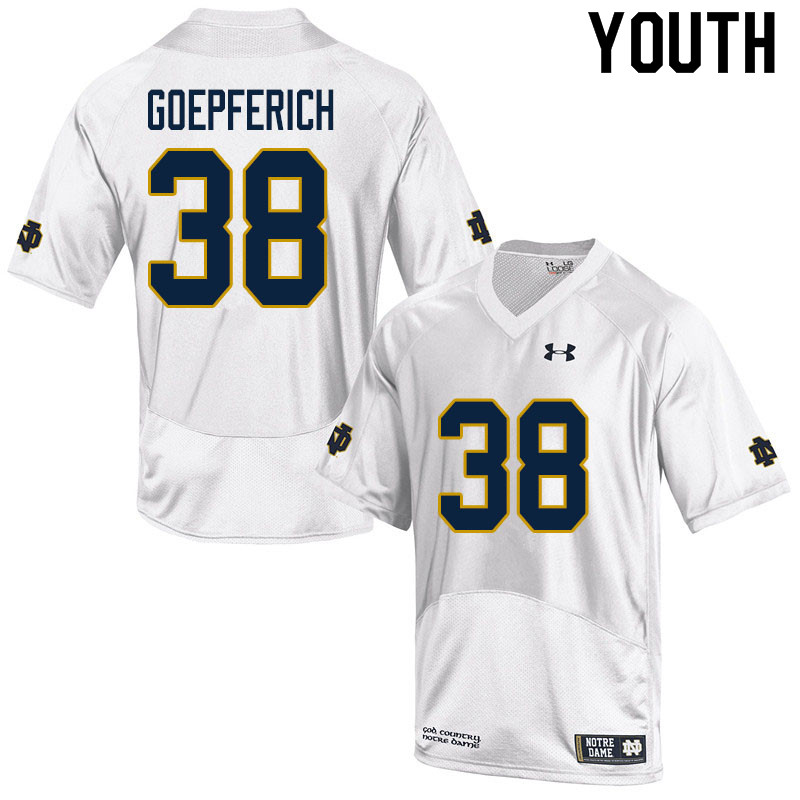 Youth NCAA Notre Dame Fighting Irish #38 Dawson Goepferich Stitched College Under Armour Authentic White Football Jersey TO10Z05DU